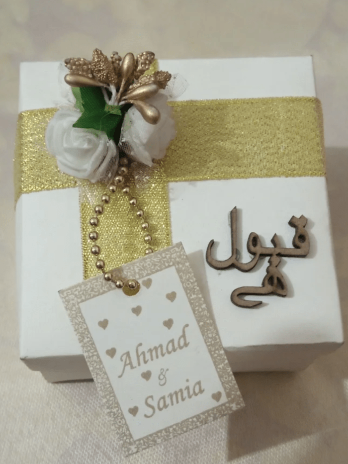 Zari Ribbon Bid Box With Wooden Qabool Hai