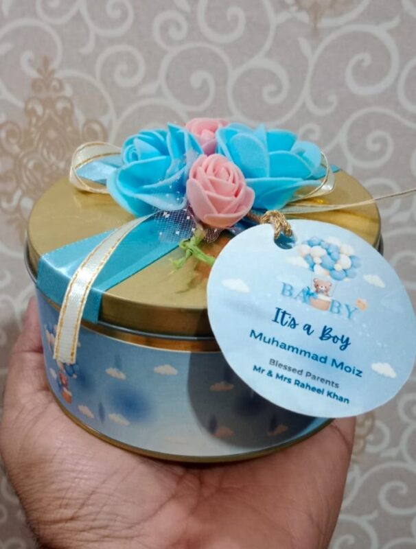 Floral Baba Announcement Tin Box