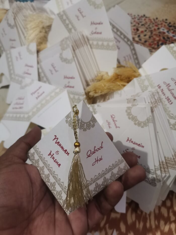 Red & Golden Printed Triangle Box