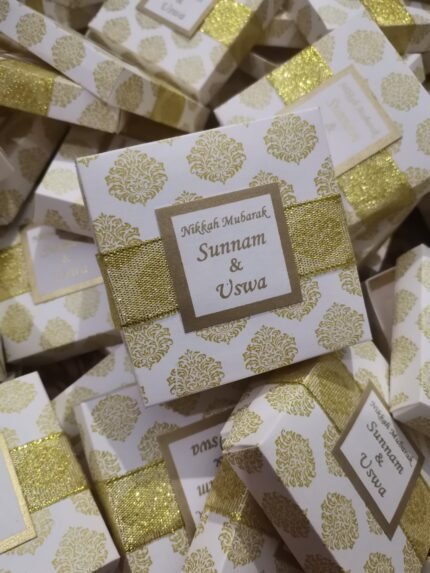 Golden Printing Bid Box With Zari Ribbon