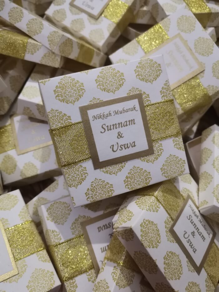 Golden Printing Bid Box With Zari Ribbon