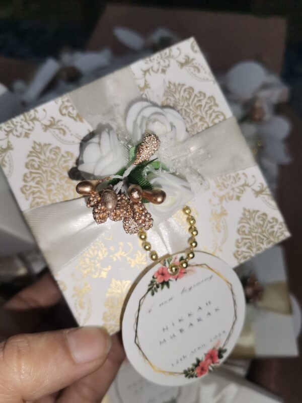 Bid Box with White Flower & round Tag