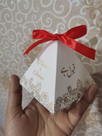 Pyramid Box with Red Ribbon