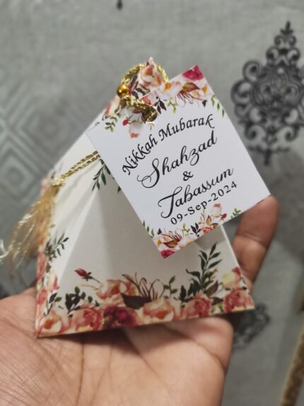 Floral Pyramid Box with Tag