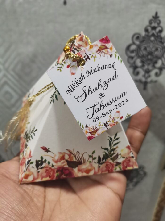 Floral Pyramid Box with Tag