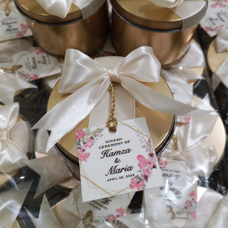 Tin Box With Bow and Tag