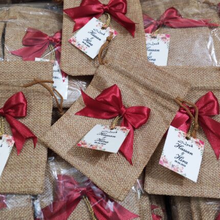 Bow On Jute Pouch