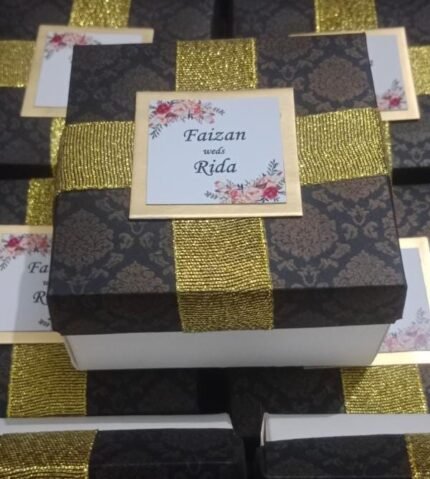 Black and White Box with Floral Tag