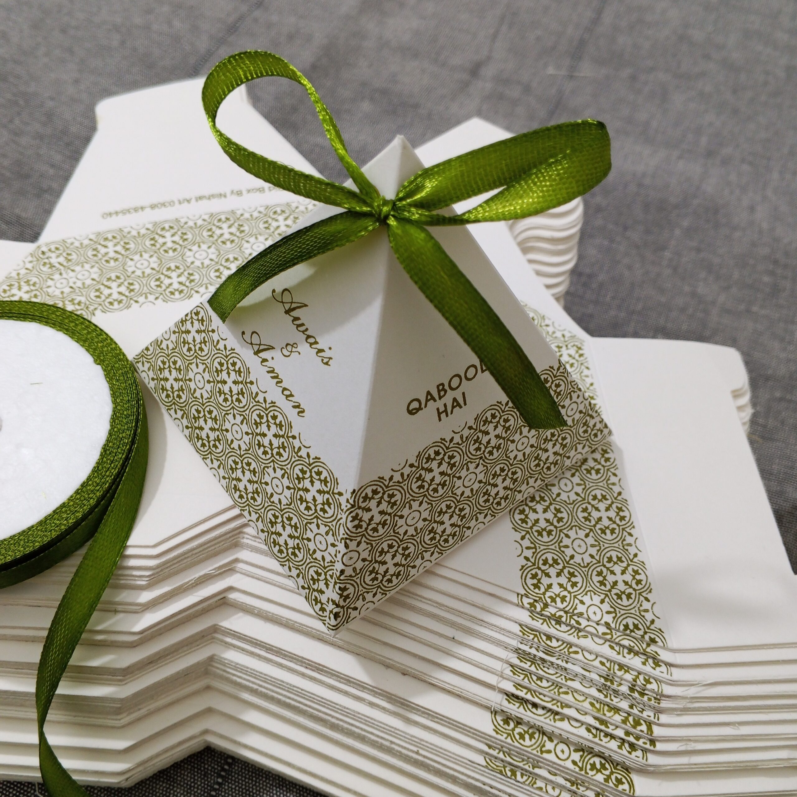 Olive Green Printing Triangle Box Olive Green Printing Triangle Box