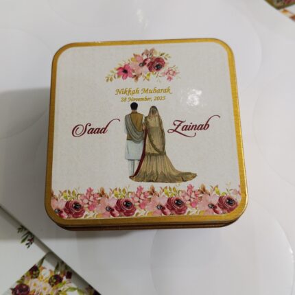 Square Floral Tin Bid Box